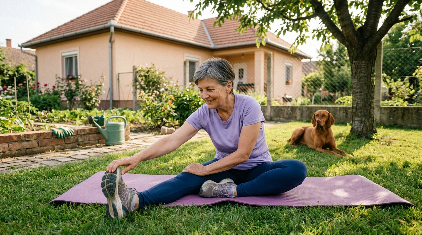 Nyújtógyakorlat otthon, természetes fénnél